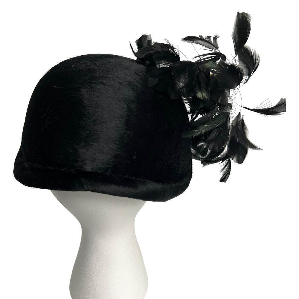 Ladies Vintage Feathered Fascinator Hat Black - Picture 4 of 10